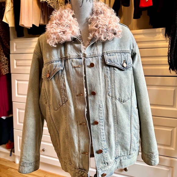 Alexander Wang Shearling Jean Coat Pink Size XS - Picture 4 of 12